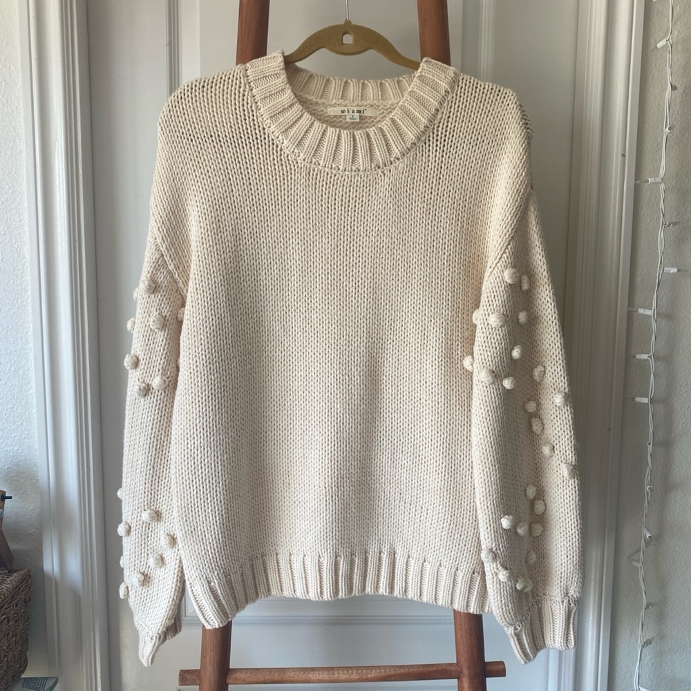 Cream knit bubble sweater